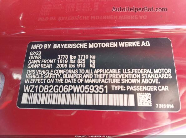 WZ1DB2G06PW059351 2023 TOYOTA GR SUPRA Red Engine compartment view