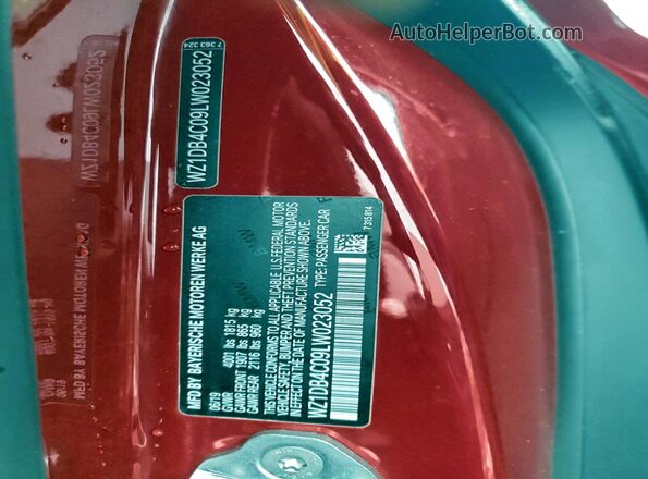 WZ1DB4C09LW023052 2020 TOYOTA SUPRA Red Vista del compartimento del motor