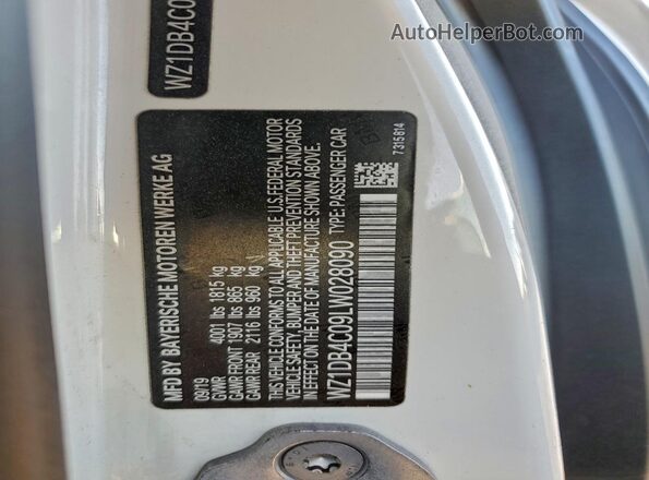 WZ1DB4C09LW028090 2020 TOYOTA SUPRA White Շարժիչի բաժամունքի տեսք