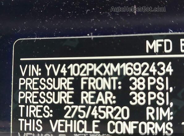 YV4102PKXM1692434 2021 VOLVO XC90 Black Вид підкапотного простору