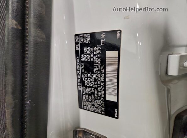 YV4102RK6L1558970 2020 VOLVO XC60 White VIN sticker view