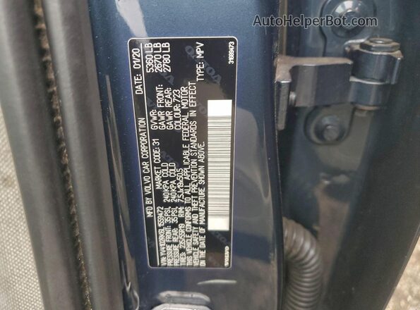 YV4102RK6L1559472 2020 VOLVO XC60 Blue Vista de la etiqueta del VIN