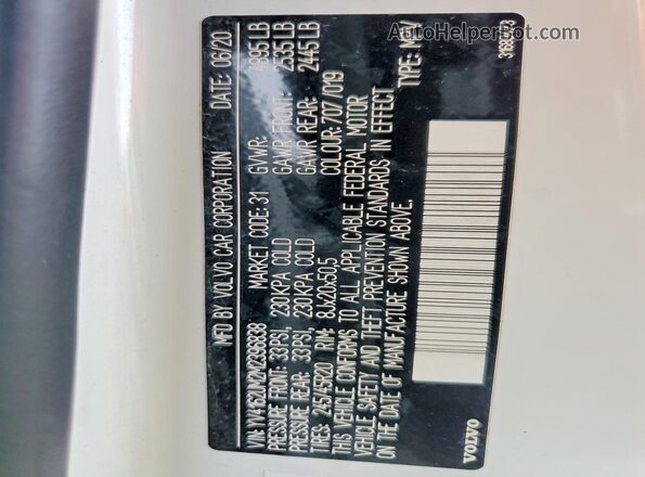 YV4162UM2M2396838 2021 VOLVO XC40 White Սալոնի 360 աստիճան տեսք