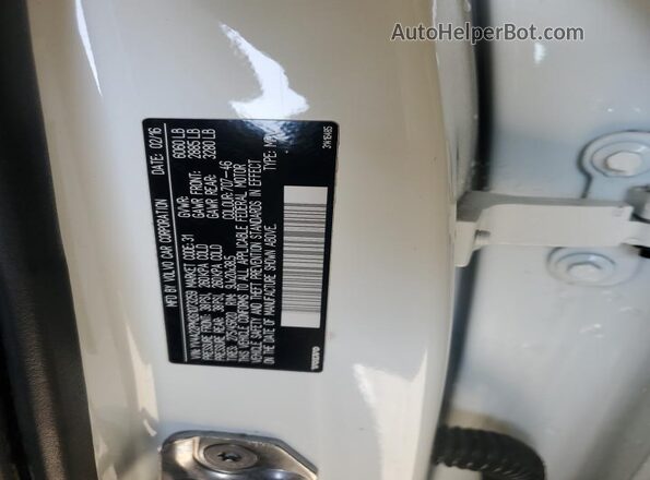 YV4A22PM2G1073259 2016 VOLVO XC90 White VIN sticker view