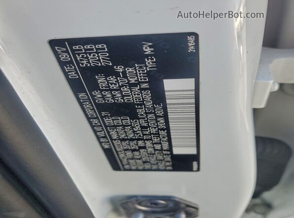 YV4A22RKXJ1022305 2018 VOLVO XC60 White Vista interior de 360 grados