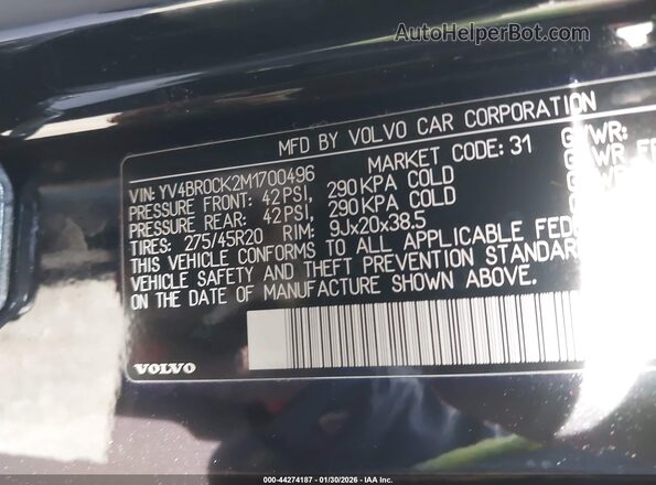 YV4BR0CK2M1700496 2021 VOLVO XC90 RECHARGE PLUG-IN HYBRID Black Widok komory silnika