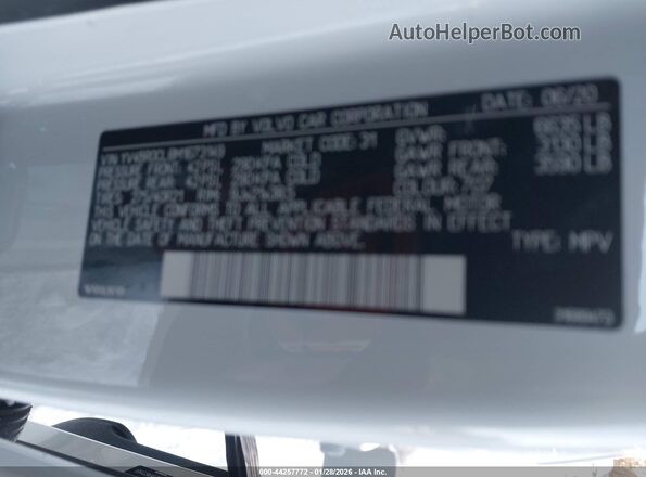 YV4BR0CL8M1673149 2021 VOLVO XC90 RECHARGE PLUG-IN HYBRID White Շարժիչի բաժամունքի տեսք