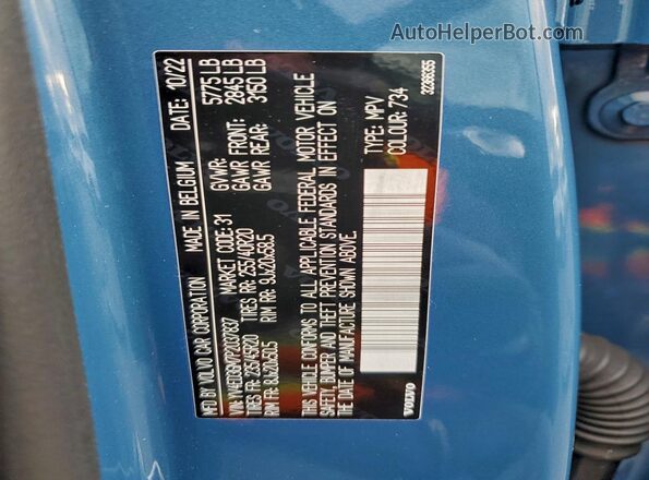 YV4ED3GM7P2037837 2023 VOLVO C40 Blue Սալոնի 360 աստիճան տեսք