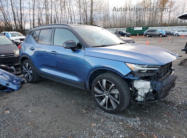 YV4ED3URXM2570874 2021 VOLVO XC40 Синий Передняя правая четверть