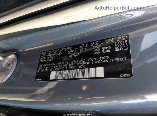 YV4H60CA4P1993834 2023 VOLVO XC90 RECHARGE PLUG-IN HYBRID Gray 