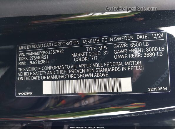 YV4H60PB5S1357872 2025 VOLVO XC90 PLUG-IN HYBRID Black Widok komory silnika