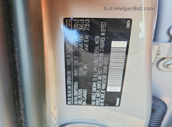 YV4L12DN3P1319549 2023 VOLVO XC60 Silver Vista interior de 360 grados