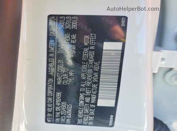 YV4L12RL4R1924996 2024 VOLVO XC60 White 