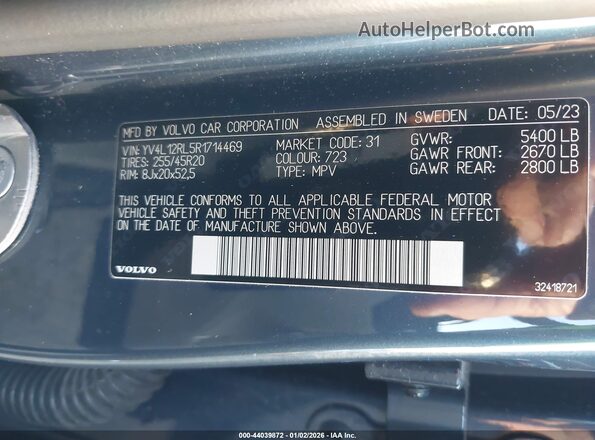 YV4L12RL5R1714469 2024 VOLVO XC60 Синий 