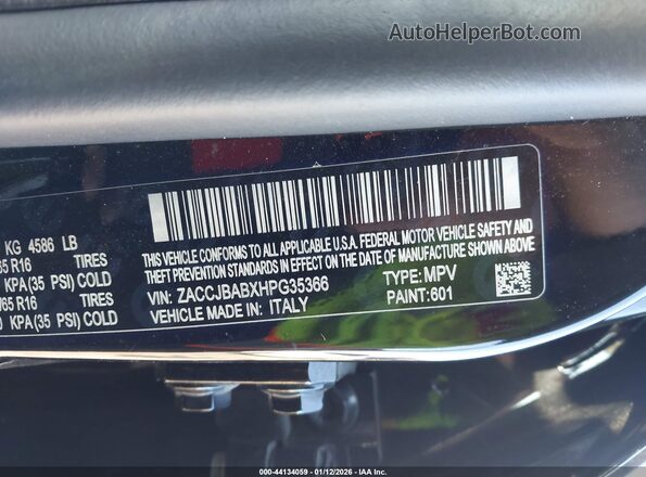 ZACCJBABXHPG35366 2017 JEEP RENEGADE Black Вид підкапотного простору