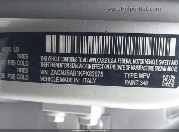 ZACNJBAB1KPK82075 2019 JEEP RENEGADE Silver Widok komory silnika