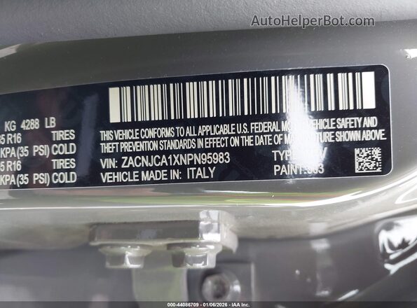 ZACNJCA1XNPN95983 2022 JEEP RENEGADE Gray ძრავის განყოფილების ხედი