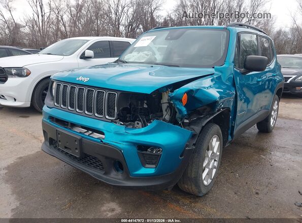 ZACNJDA12NPP01011 2022 JEEP RENEGADE Turquoise Առջևի ձախ երեք քառորդ տեսարան