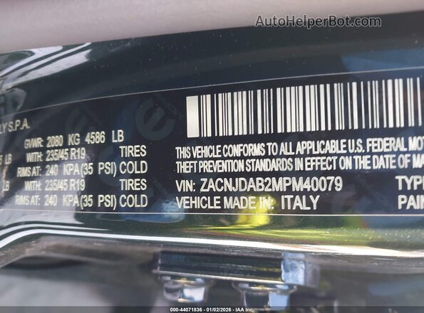 ZACNJDAB2MPM40079 2021 JEEP RENEGADE Green Vista del compartimento del motor