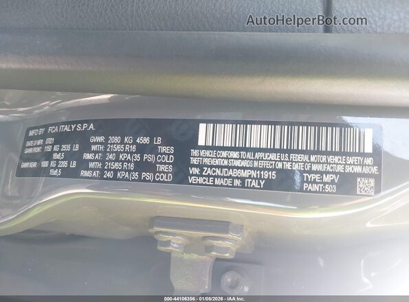 ZACNJDAB6MPN11915 2021 JEEP RENEGADE Gray Widok komory silnika