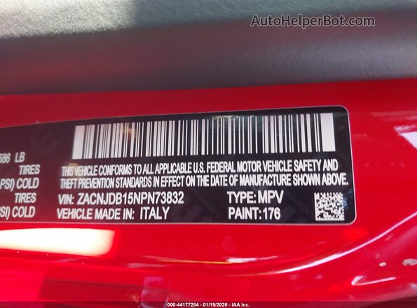 ZACNJDB15NPN73832 2022 JEEP RENEGADE Red Engine compartment view