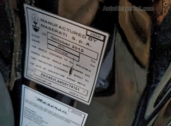 ZAM45VLA4G0174101 2016 MASERATI GRANTURISM Black Вид підкапотного простору