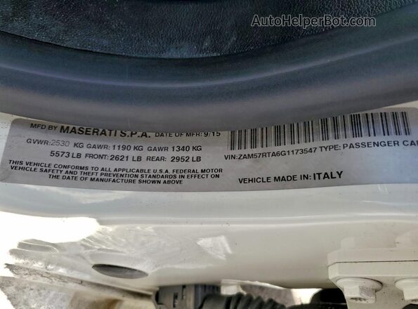 ZAM57RTA6G1173547 2016 MASERATI GHIBLI White Engine compartment view