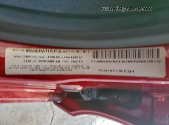 ZAM57XSA5J1271126 2018 MASERATI GHIBLI Maroon 
