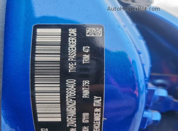 ZARFAMBN2P7668400 2023 ALFA ROMEO GIULIA Blue Widok naklejki z numerem VIN