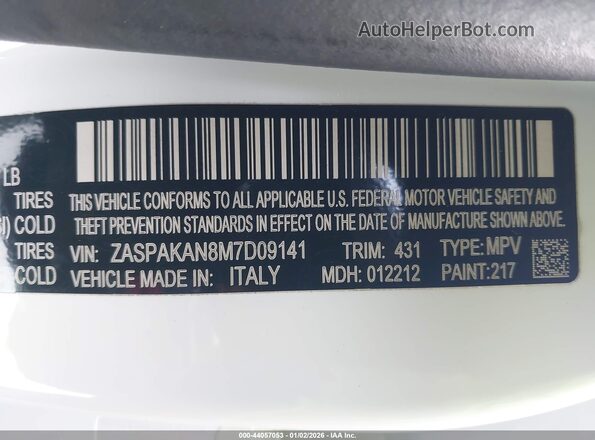 ZASPAKAN8M7D09141 2021 ALFA ROMEO STELVIO White Вид підкапотного простору