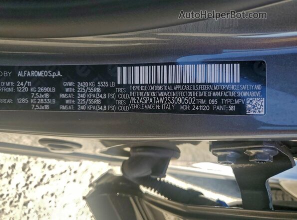 ZASPATAW2S3090502 2025 ALFA ROMEO OTHER Gray Vista interior de 360 grados