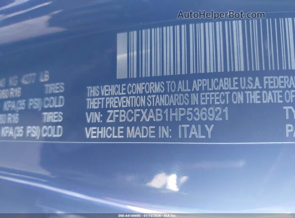 ZFBCFXAB1HP536921 2017 FIAT 500X Синий Вид подкапотного пространства