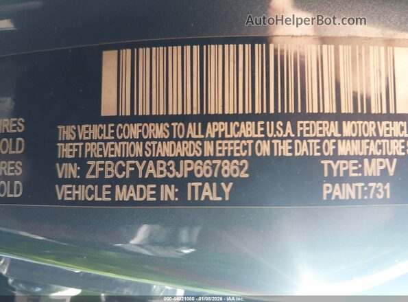 ZFBCFYAB3JP667862 2018 FIAT 500X Light Blue 