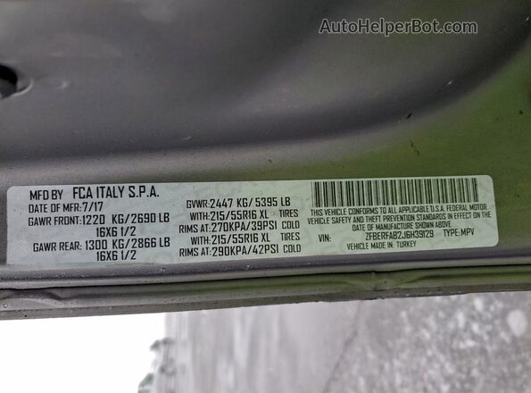 ZFBERFAB2J6H39129 2018 RAM PROMASTER Gray 