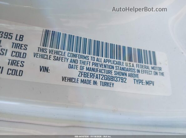 ZFBERFAT2G6B13792 2016 RAM PROMASTER CITY White Vista del compartimento del motor