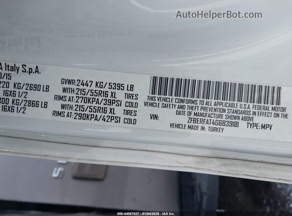 ZFBERFAT4G6B39181 2016 RAM PROMASTER CITY White Շարժիչի բաժամունքի տեսք