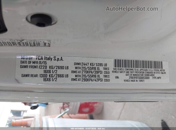 ZFBERFBT5G6B53069 2016 RAM PROMASTER CITY White Вид підкапотного простору