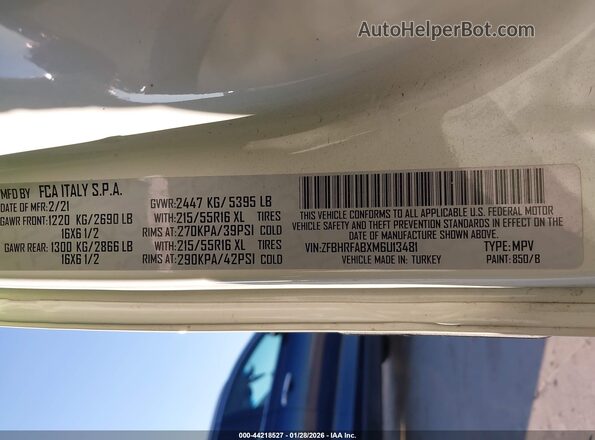 ZFBHRFABXM6U13481 2021 RAM PROMASTER CITY White 