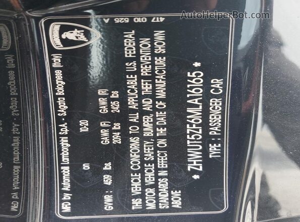 ZHWUT5ZF6MLA16165 2021 LAMBORGHINI HURACAN Черный Вид подкапотного пространства