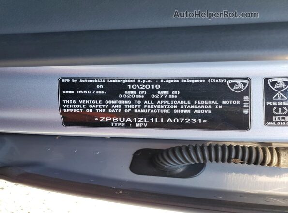 ZPBUA1ZL1LLA07231 2020 LAMBORGHINI URUS Серебряный 