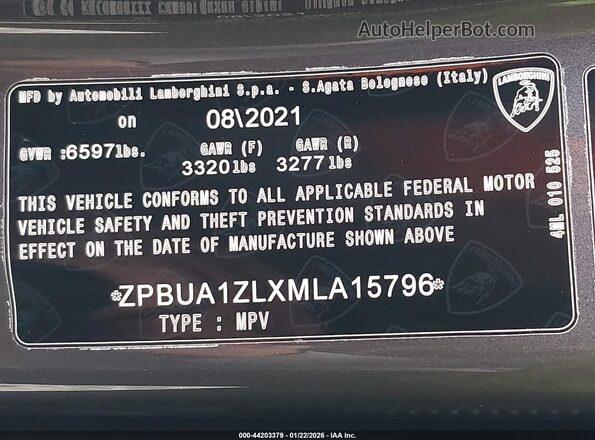 ZPBUA1ZLXMLA15796 2021 LAMBORGHINI URUS Gray Engine compartment view