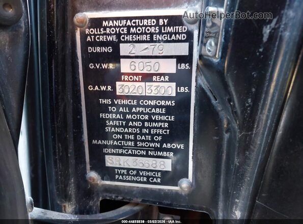 000000000SRK36688 1979 ROLLS-ROYCE SILVER SHADOW Черный Вид подкапотного пространства
