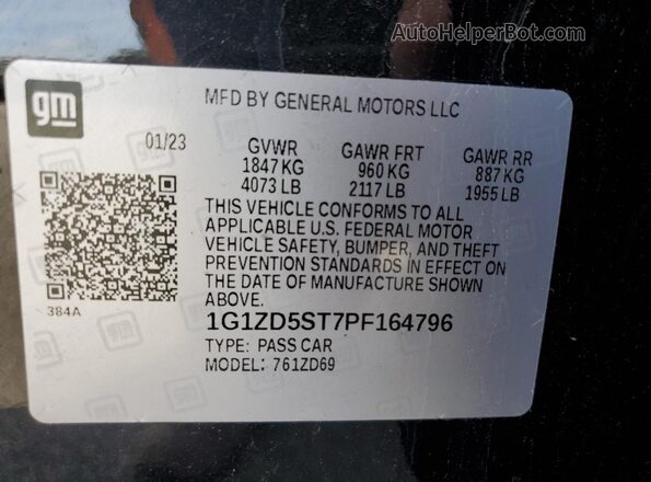 1G1ZD5ST7PF164796 2023 CHEVROLET MALIBU Black 