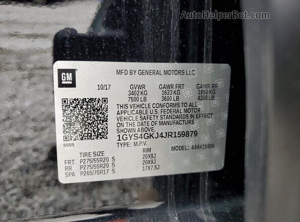 1GYS4GKJ4JR159879 2018 CADILLAC ESCALADE Black 