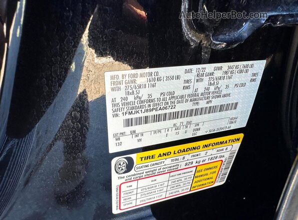 1FMJK1J89PEA06722 2023 FORD EXPEDITION Black Widok wnętrza z tyłu