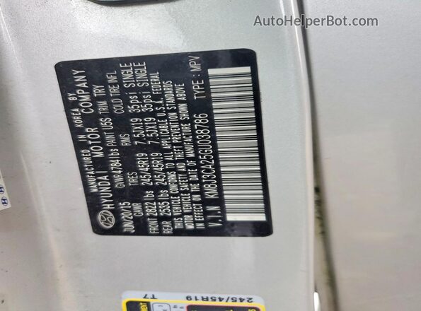 KM8J3CA25GU038786 2016 HYUNDAI TUCSON Серебряный 