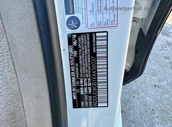 WDDUG8GB1KA436037 2019 MERCEDES-BENZ S White 