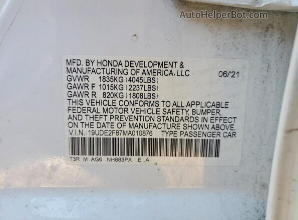 19UDE2F87MA010876 2021 ACURA ILX White Շարժիչի բաժամունքի տեսք