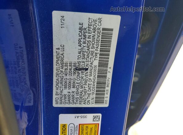 19UDE4H64SA009656 2025 ACURA INTEGRA Blue Вид наклейки з VIN-кодом