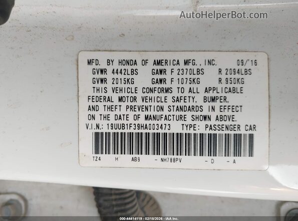 19UUB1F39HA003473 2017 ACURA TLX White 